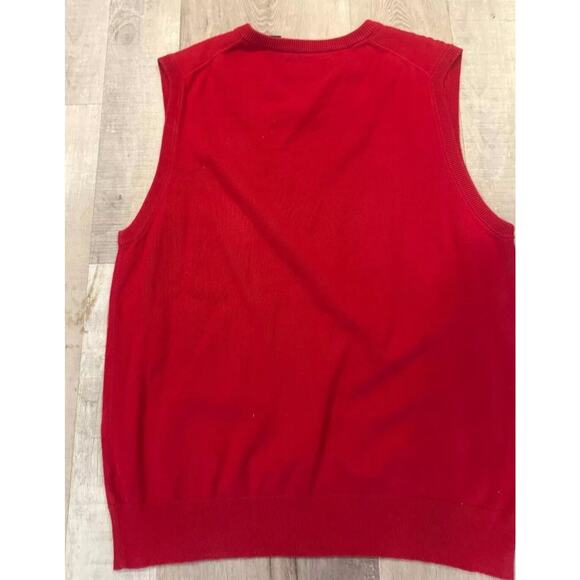 Chaps Sweater Vest Mens Medium Red Knitted Sleeveless Slim Fit V Neck Pullover - Picture 5 of 6